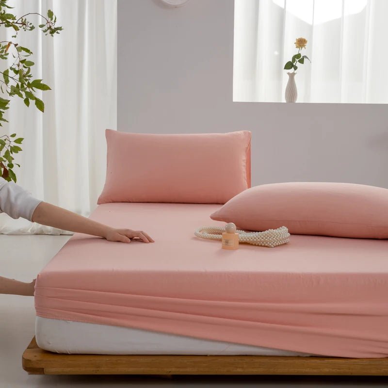 SaneShoppe - 100% Cotton Fitted Sheet with Elastic Bands Non Slip Adjustable Mattress Covers for Single Double King Queen Bed 100/160/140/200