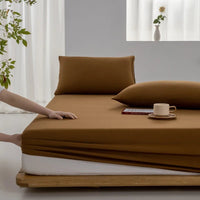 SaneShoppe - 100% Cotton Fitted Sheet with Elastic Bands Non Slip Adjustable Mattress Covers for Single Double King Queen Bed 100/160/140/200