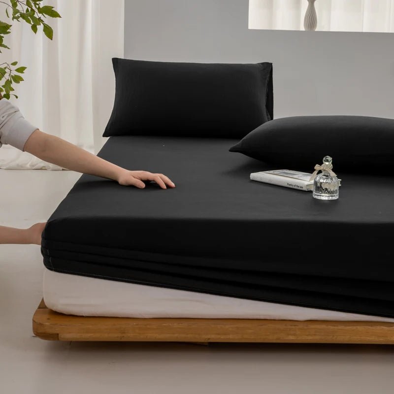 SaneShoppe - 100% Cotton Fitted Sheet with Elastic Bands Non Slip Adjustable Mattress Covers for Single Double King Queen Bed 100/160/140/200