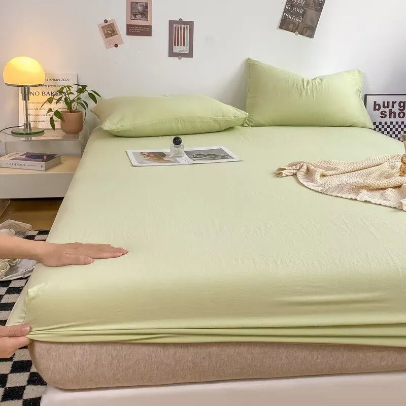 SaneShoppe - 100% Cotton Fitted Sheet with Elastic Bands Non Slip Adjustable Mattress Covers for Single Double King Queen Bed 100/160/140/200