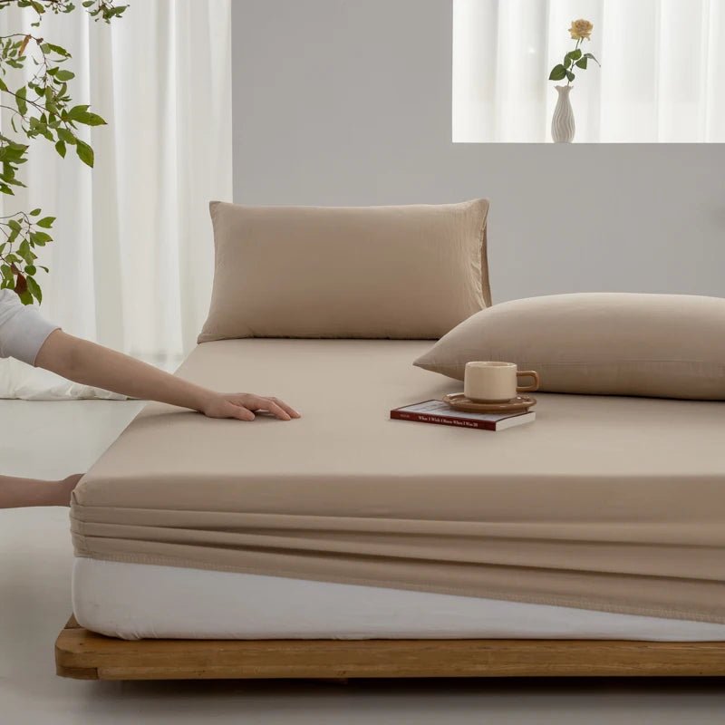 SaneShoppe - 100% Cotton Fitted Sheet with Elastic Bands Non Slip Adjustable Mattress Covers for Single Double King Queen Bed 100/160/140/200