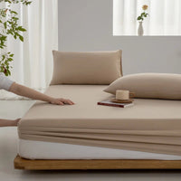SaneShoppe - 100% Cotton Fitted Sheet with Elastic Bands Non Slip Adjustable Mattress Covers for Single Double King Queen Bed 100/160/140/200