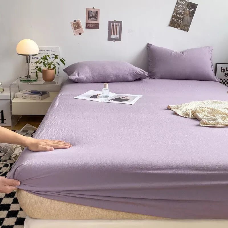 SaneShoppe - 100% Cotton Fitted Sheet with Elastic Bands Non Slip Adjustable Mattress Covers for Single Double King Queen Bed 100/160/140/200