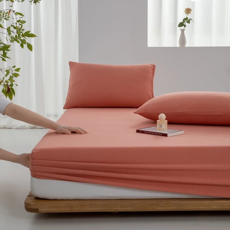 SaneShoppe - 100% Cotton Fitted Sheet with Elastic Bands Non Slip Adjustable Mattress Covers for Single Double King Queen Bed 100/160/140/200