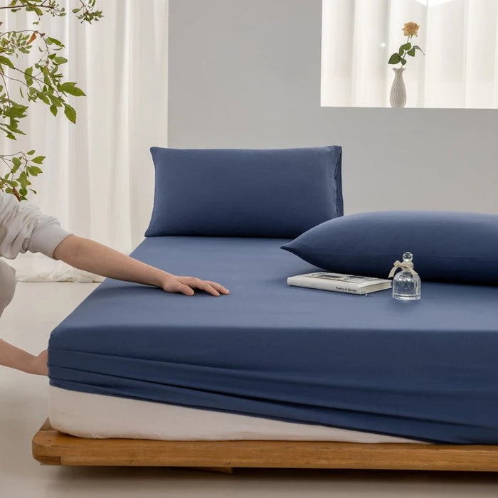 SaneShoppe - 100% Cotton Fitted Sheet with Elastic Bands Non Slip Adjustable Mattress Covers for Single Double King Queen Bed 100/160/140/200