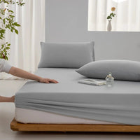 SaneShoppe - 100% Cotton Fitted Sheet with Elastic Bands Non Slip Adjustable Mattress Covers for Single Double King Queen Bed 100/160/140/200