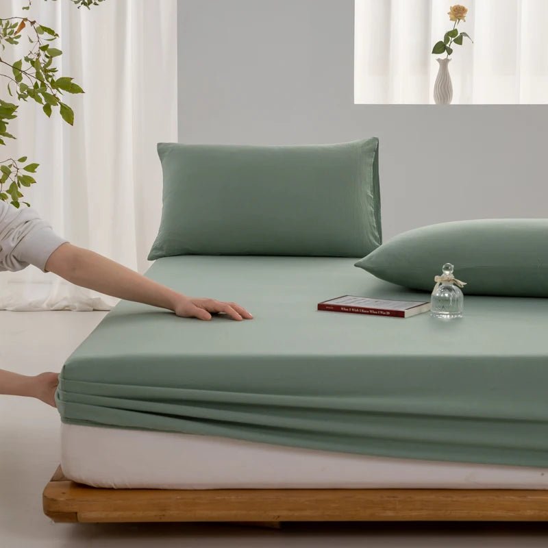 SaneShoppe - 100% Cotton Fitted Sheet with Elastic Bands Non Slip Adjustable Mattress Covers for Single Double King Queen Bed 100/160/140/200