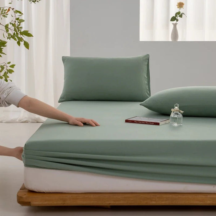 SaneShoppe - 100% Cotton Fitted Sheet with Elastic Bands Non Slip Adjustable Mattress Covers for Single Double King Queen Bed 100/160/140/200