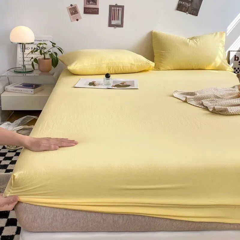 SaneShoppe - 100% Cotton Fitted Sheet with Elastic Bands Non Slip Adjustable Mattress Covers for Single Double King Queen Bed 100/160/140/200