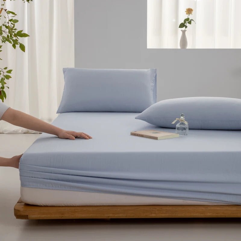 SaneShoppe - 100% Cotton Fitted Sheet with Elastic Bands Non Slip Adjustable Mattress Covers for Single Double King Queen Bed 100/160/140/200