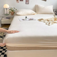 SaneShoppe - 100% Cotton Fitted Sheet with Elastic Bands Non Slip Adjustable Mattress Covers for Single Double King Queen Bed 100/160/140/200