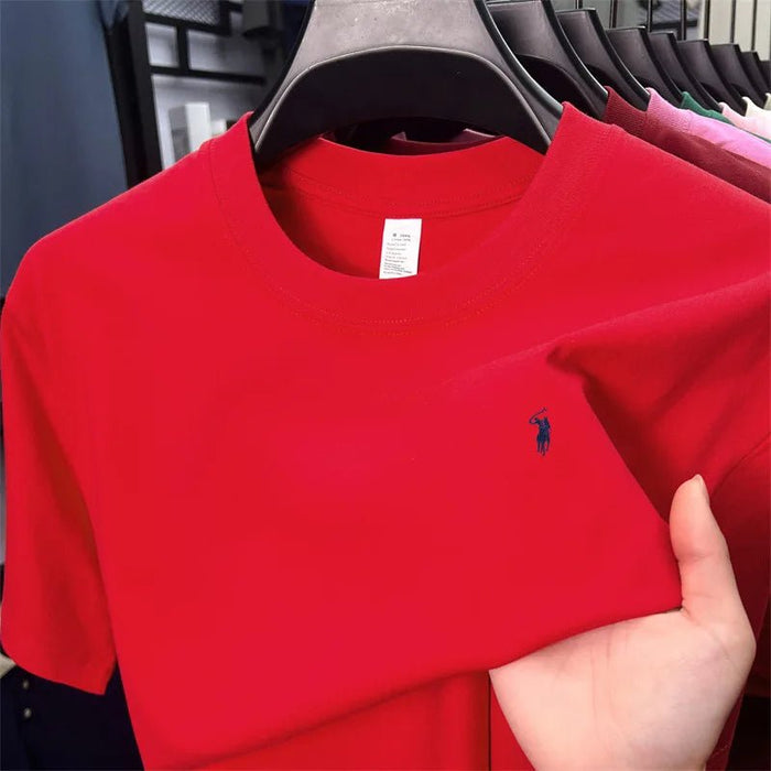 SaneShoppe - 100% cotton high - end short sleeve T-shirt summer designer brand pony embroidery round neck top fashion casual golf men's wear