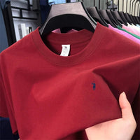 SaneShoppe - 100% cotton high - end short sleeve T-shirt summer designer brand pony embroidery round neck top fashion casual golf men's wear