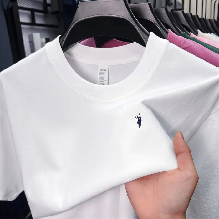 SaneShoppe - 100% cotton high - end short sleeve T-shirt summer designer brand pony embroidery round neck top fashion casual golf men's wear