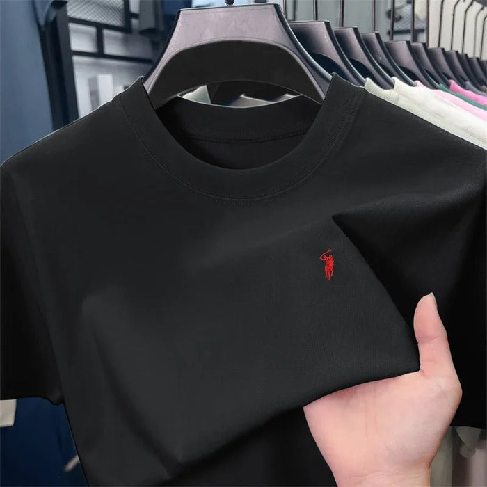 SaneShoppe - 100% cotton high - end short sleeve T-shirt summer designer brand pony embroidery round neck top fashion casual golf men's wear