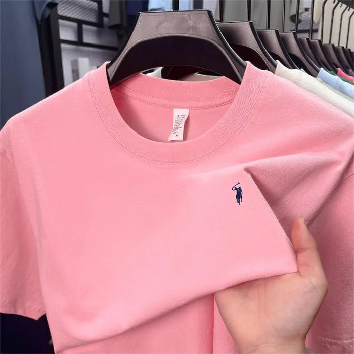 SaneShoppe - 100% cotton high - end short sleeve T-shirt summer designer brand pony embroidery round neck top fashion casual golf men's wear