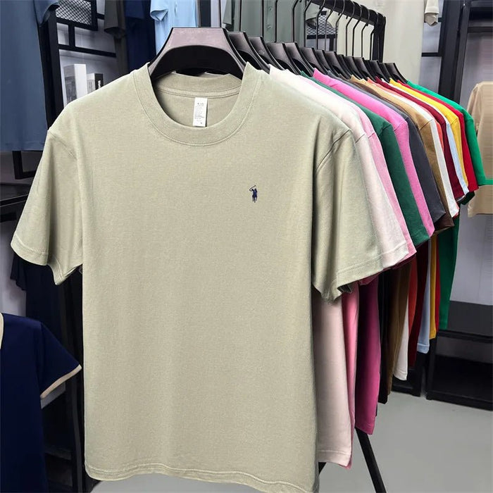 SaneShoppe - 100% cotton high - end short sleeve T-shirt summer designer brand pony embroidery round neck top fashion casual golf men's wear