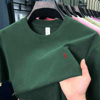 SaneShoppe - 100% cotton high - end short sleeve T-shirt summer designer brand pony embroidery round neck top fashion casual golf men's wear