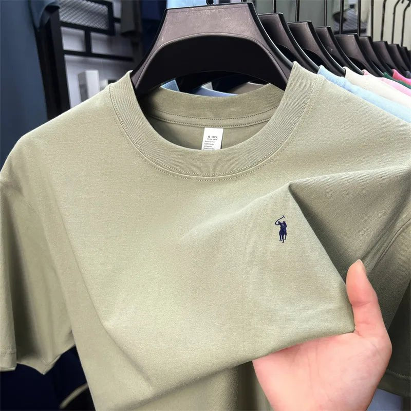SaneShoppe - 100% cotton high - end short sleeve T-shirt summer designer brand pony embroidery round neck top fashion casual golf men's wear