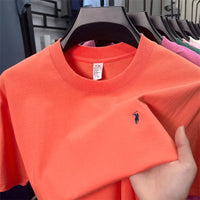 SaneShoppe - 100% cotton high - end short sleeve T-shirt summer designer brand pony embroidery round neck top fashion casual golf men's wear