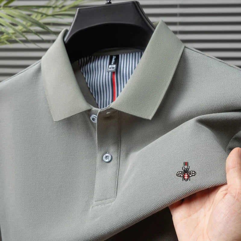 SaneShoppe - 100% cotton men's high - end embroidere short sleeved polo shirt summer fashion casual collar T-shirt high - quality comfortable top