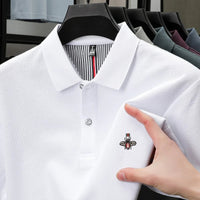 SaneShoppe - 100% cotton men's high - end embroidere short sleeved polo shirt summer fashion casual collar T-shirt high - quality comfortable top