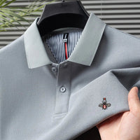 SaneShoppe - 100% cotton men's high - end embroidere short sleeved polo shirt summer fashion casual collar T-shirt high - quality comfortable top