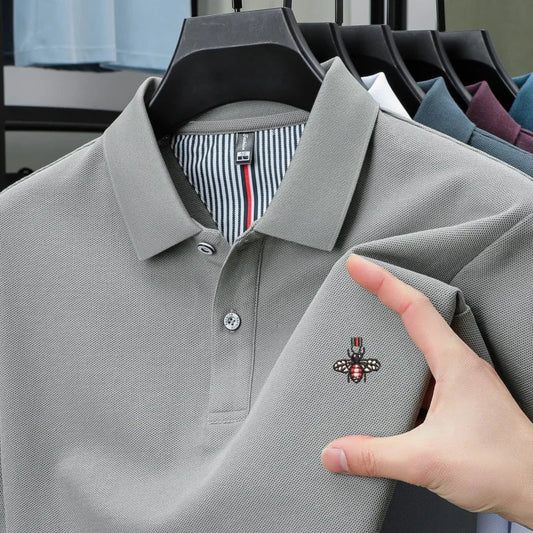 SaneShoppe-Men's Luxury Embroidered Polo Shirt - High-Quality 100% Cotton - Summer Casual Fashion