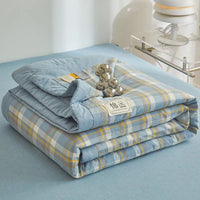SaneShoppe-Cotton Quilted Comforter Plaid Summer Quilt - Queen, Full, Twin
