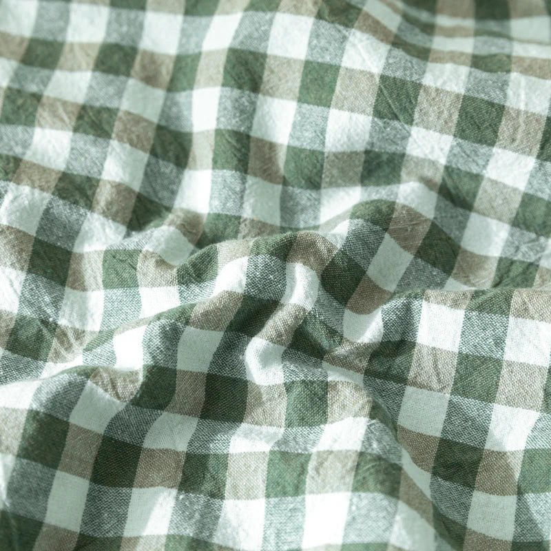SaneShoppe-Cotton Quilted Comforter Plaid Summer Quilt - Queen, Full, Twin
