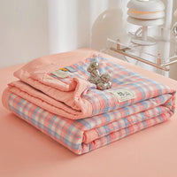 SaneShoppe-Cotton Quilted Comforter Plaid Summer Quilt - Queen, Full, Twin