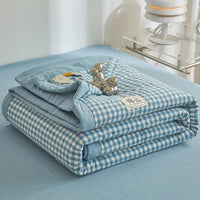 SaneShoppe-Cotton Quilted Comforter Plaid Summer Quilt - Queen, Full, Twin