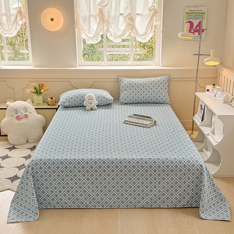 SaneShoppe-Floral Printed 100% Cotton Bed Sheet Set - Single, Double, King Sizes Available