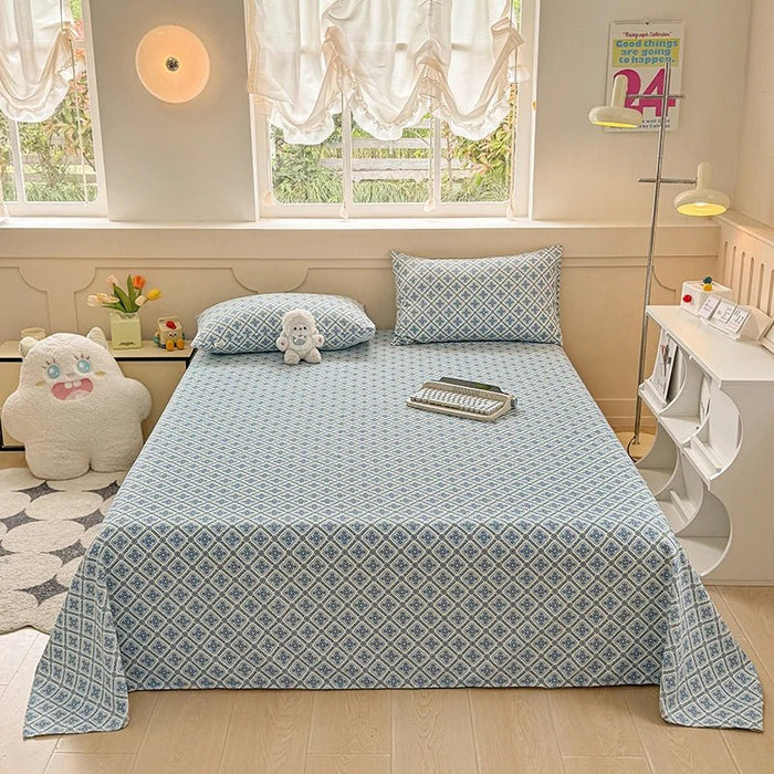 SaneShoppe-Floral Printed 100% Cotton Bed Sheet Set - Single, Double, King Sizes Available