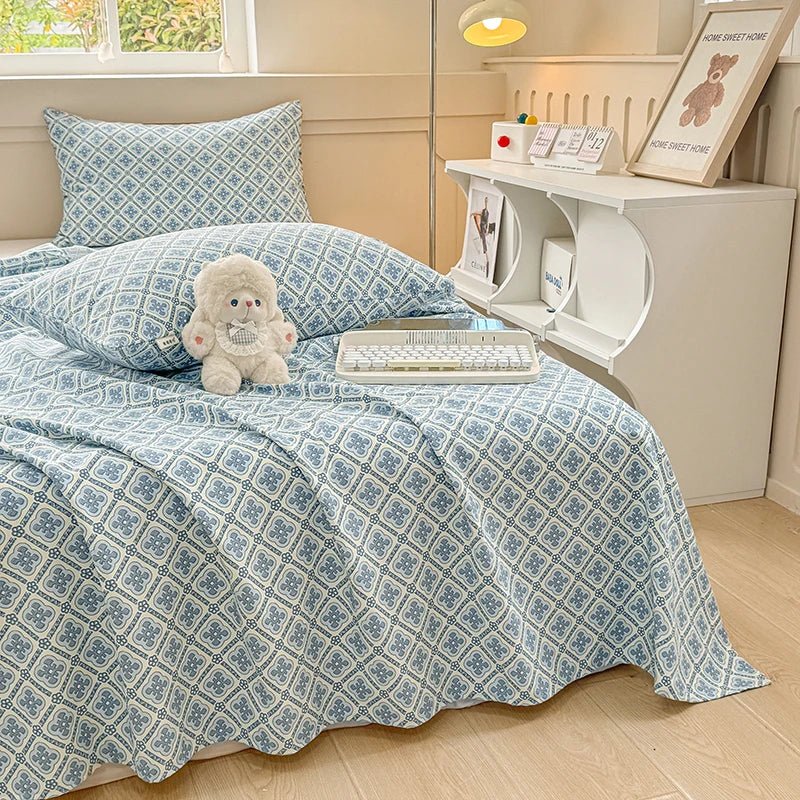 SaneShoppe-Floral Printed 100% Cotton Bed Sheet Set - Single, Double, King Sizes Available