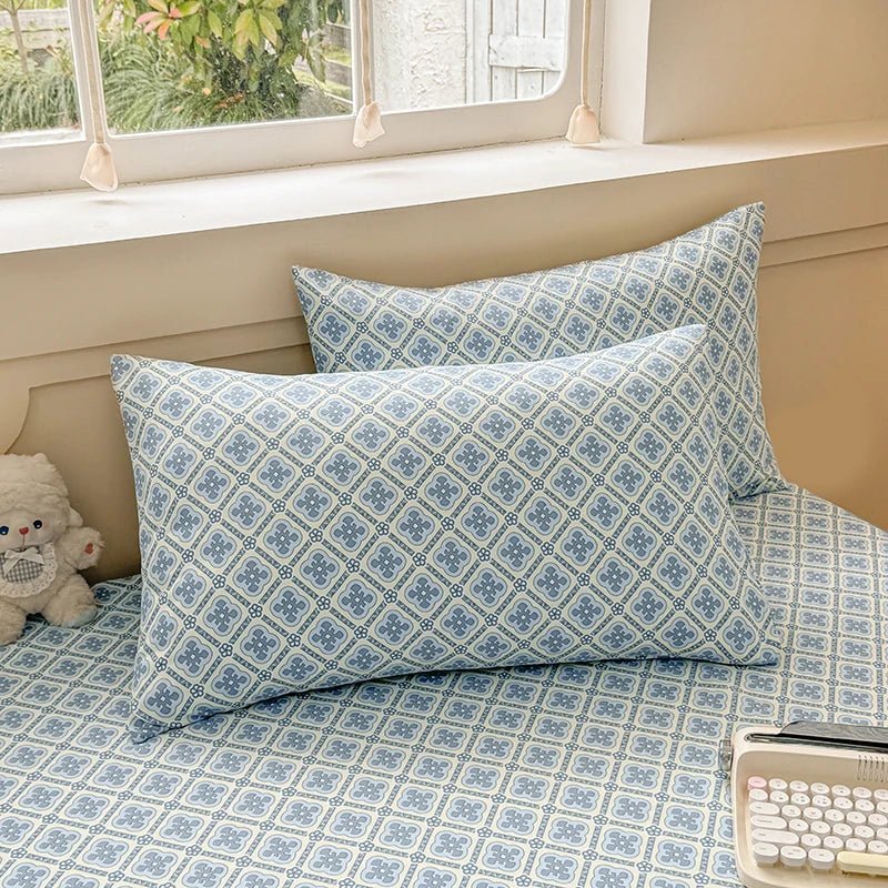 SaneShoppe-Floral Printed 100% Cotton Bed Sheet Set - Single, Double, King Sizes Available