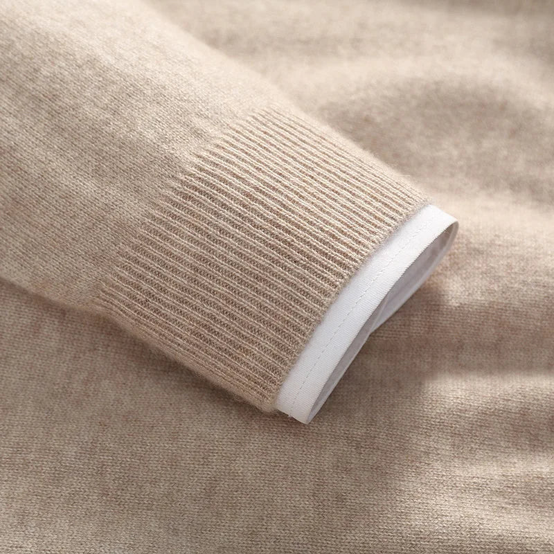 SaneShoppe - 100% high - quality cashmere men's autumn and winter pullover, semi high neck classic versatile warm sweater jacket