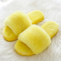 SaneShoppe - 100% Natural Sheepskin Winter Warm Fur Slippers Women Home Shoes Indoor Slipper 2023 Luxury Wool Slippers Woman Casual Slippers