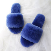 SaneShoppe - 100% Natural Sheepskin Winter Warm Fur Slippers Women Home Shoes Indoor Slipper 2023 Luxury Wool Slippers Woman Casual Slippers