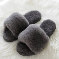 SaneShoppe - 100% Natural Sheepskin Winter Warm Fur Slippers Women Home Shoes Indoor Slipper 2023 Luxury Wool Slippers Woman Casual Slippers