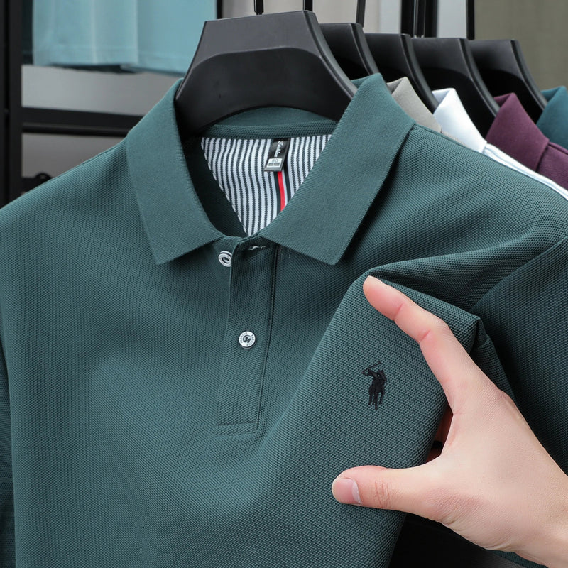 SaneShoppe - 100% pure cotton 2025 summer men's Polo T-shirt high - end designer brand fashion cozy short sleeve 3D embroidery design hot sale