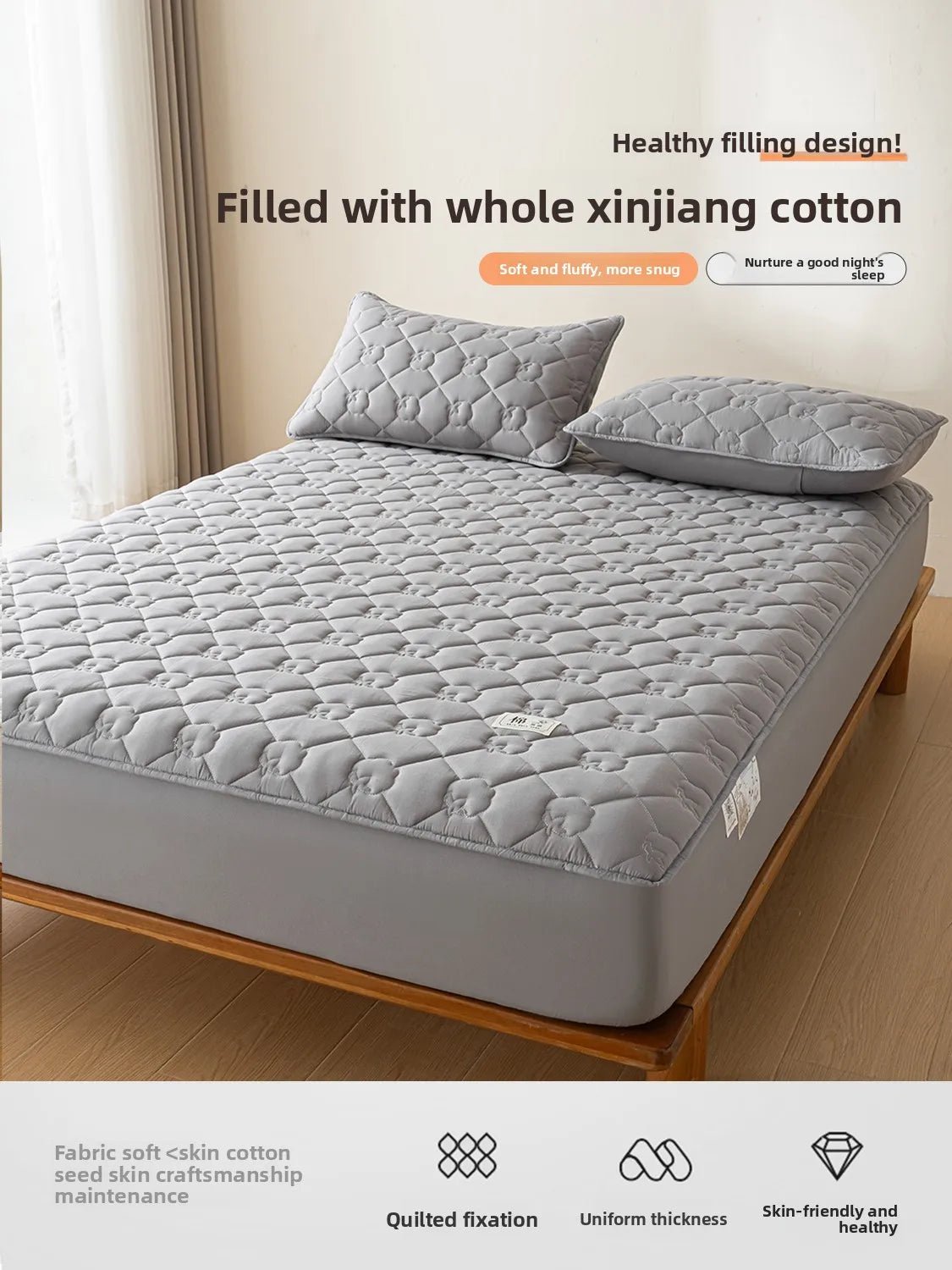 SaneShoppe-2026 Model Cotton Quilt Cover Set - Single Piece Bedding Set with Mattress Protector