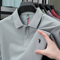 SaneShoppe-Men's Paul Pony Embroidered POLO Shirt - 100% Cotton Striped Summer Top