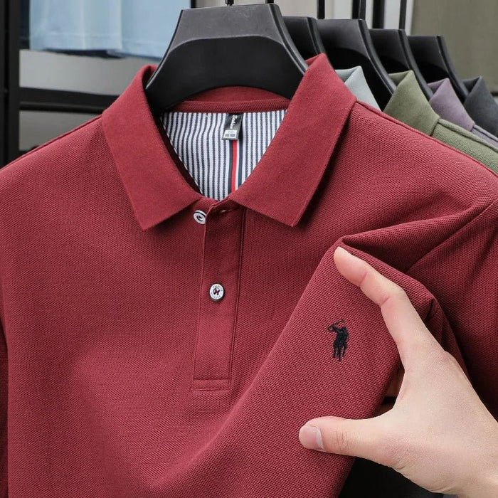 SaneShoppe-Men's Paul Pony Embroidered POLO Shirt - 100% Cotton Striped Summer Top