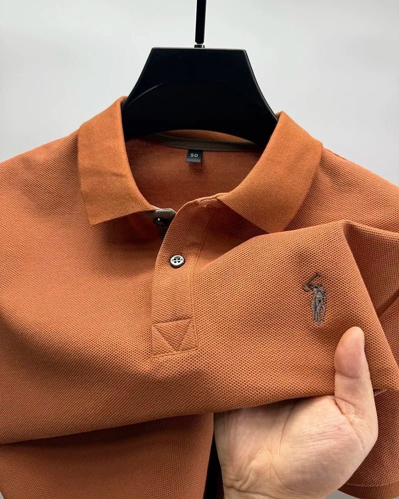 Luxury Men's Cotton Polo Shirt with Embroidered Horse Logo