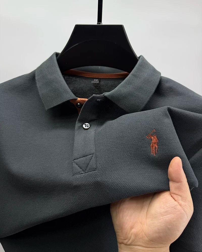 SaneShoppe - 100% pure cotton high - end brand men's short sleeve polo shirt summer fashion customization horse embroidery classic Paul T-shirt