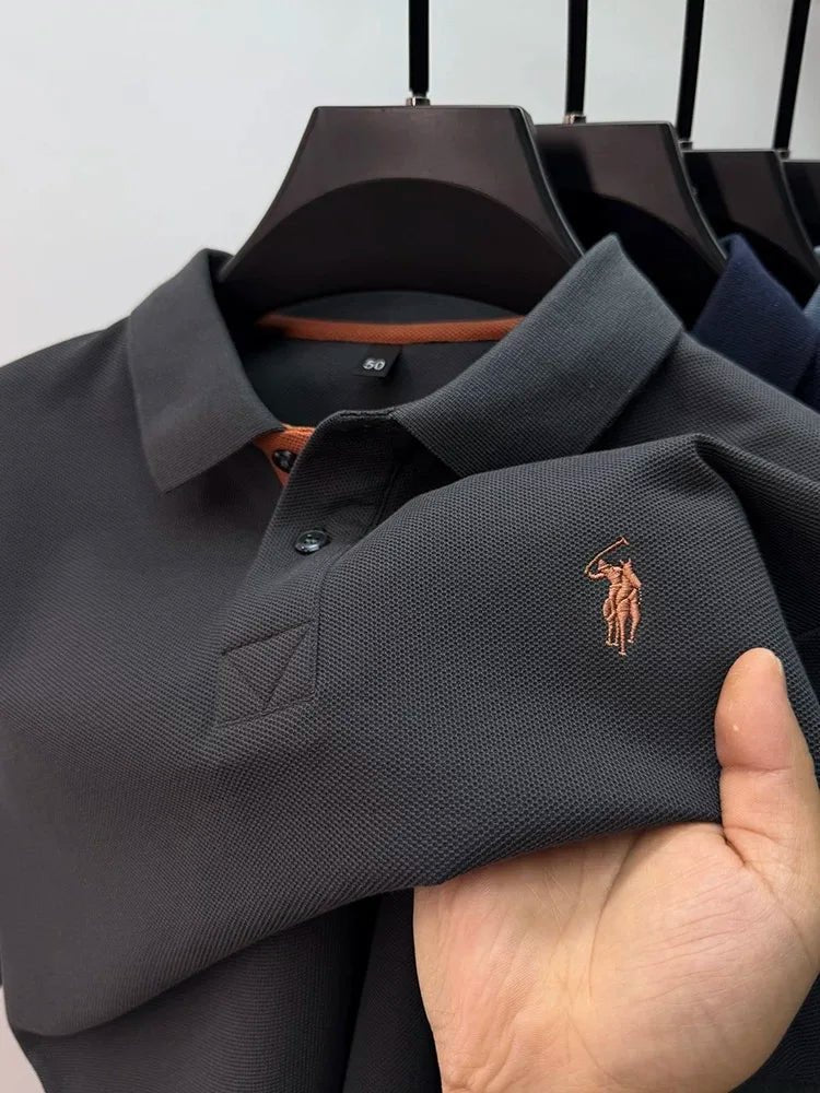 SaneShoppe - 100% pure cotton high - end brand men's short sleeve polo shirt summer fashion customization horse embroidery classic Paul T-shirt