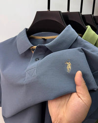 SaneShoppe - 100% pure cotton high - end brand men's short sleeve polo shirt summer fashion customization horse embroidery classic Paul T-shirt