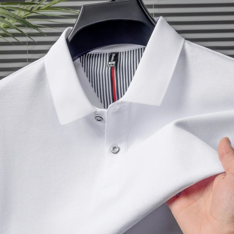 SaneShoppe-Men's Classic Polo Shirt: High-End Business & Leisure Wear, 100% Cotton for Daily Comfort