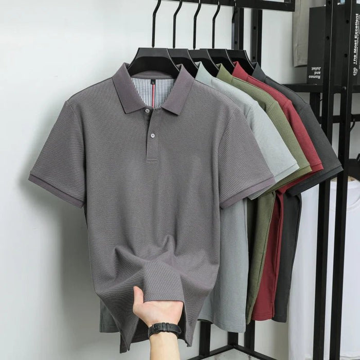 SaneShoppe-Men's Classic Polo Shirt: High-End Business & Leisure Wear, 100% Cotton for Daily Comfort